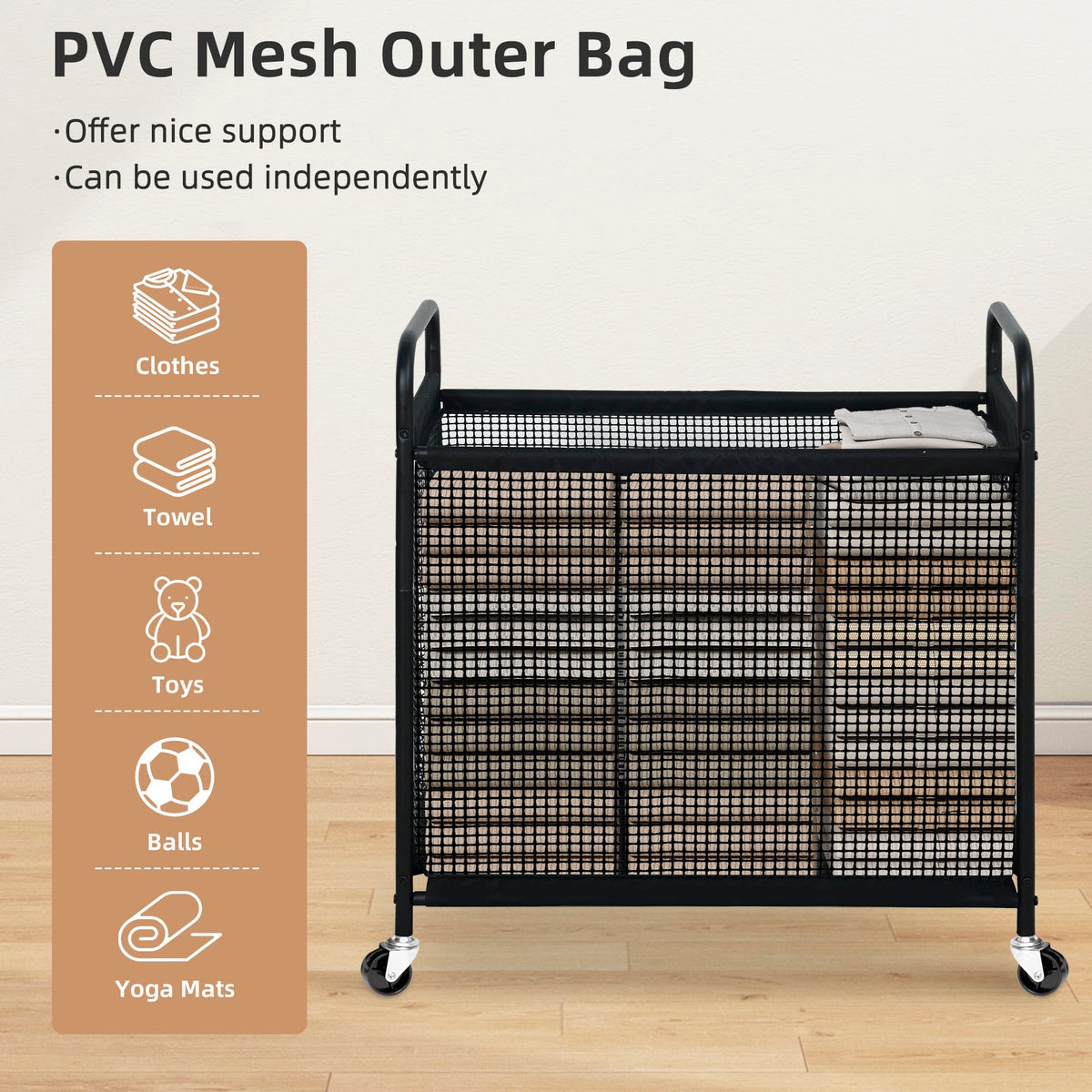 Storage Maniac removable liner bag simplifies moving laundry to the washer.