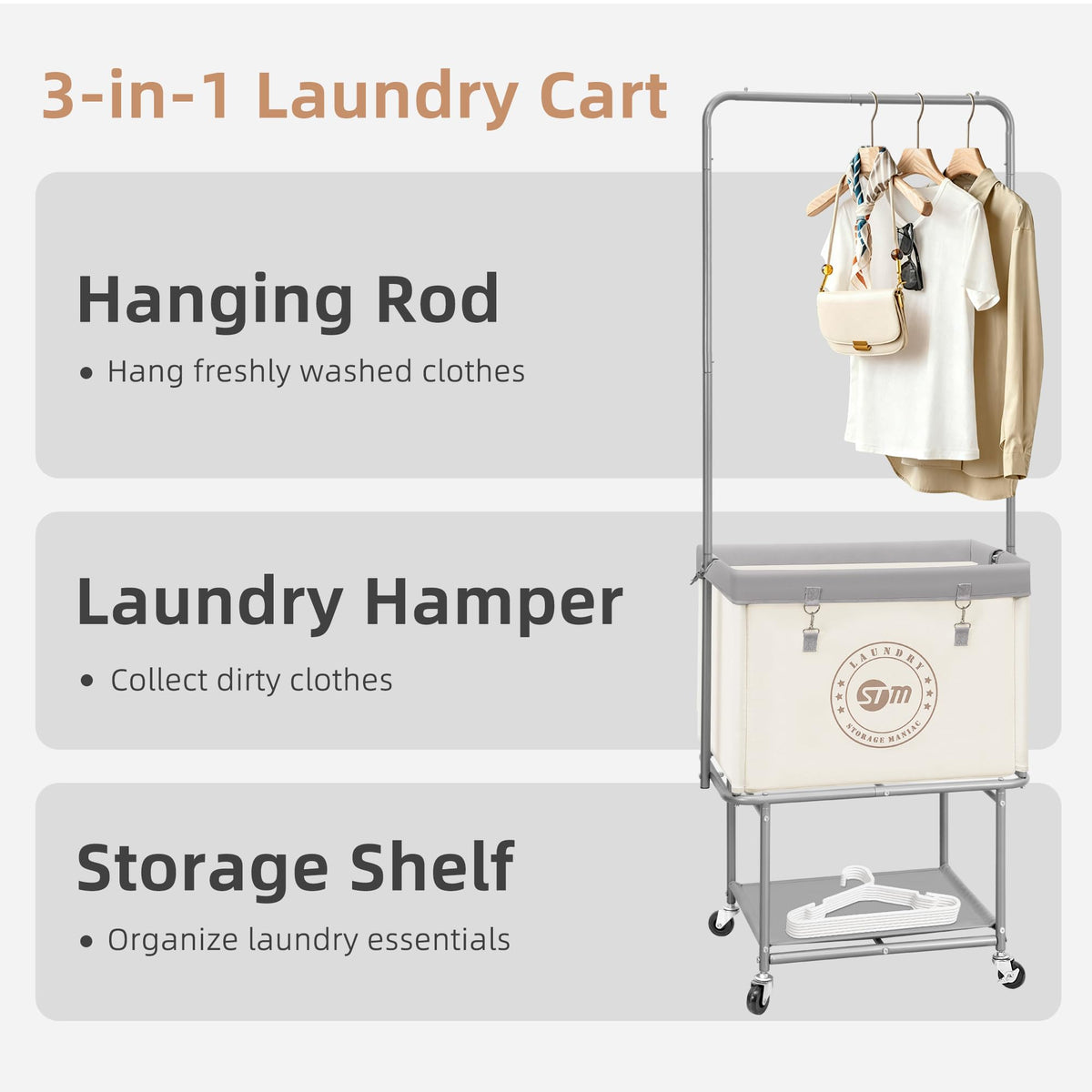 Storage Maniac 110L capacity for large laundry loads in a compact footprint.
