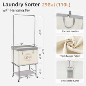 Storage Maniac rolling laundry cart with durable metal frame.