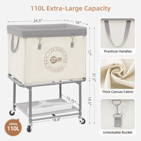 Storage Maniac rolling laundry cart four wheels for smooth mobility