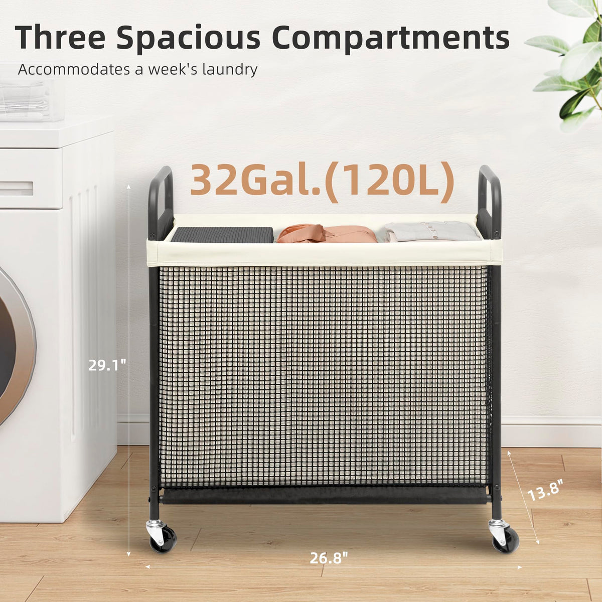 Storage Maniac three-section sorter helps pre-sort clothes by color and fabric.