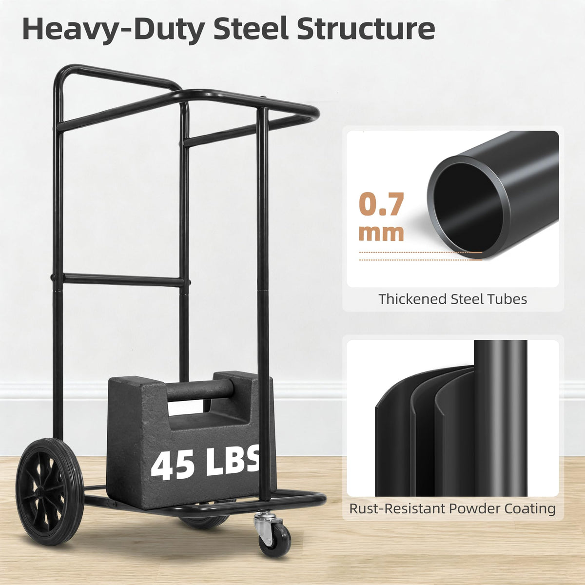 Storage Maniac rolling cart with 360° front caster for smooth mobility.