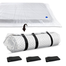 Storage Master vacuum bag compresses twin mattress for easy storage and transport.