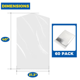 Storage Standard clear garment bag for pants prevents wrinkles.