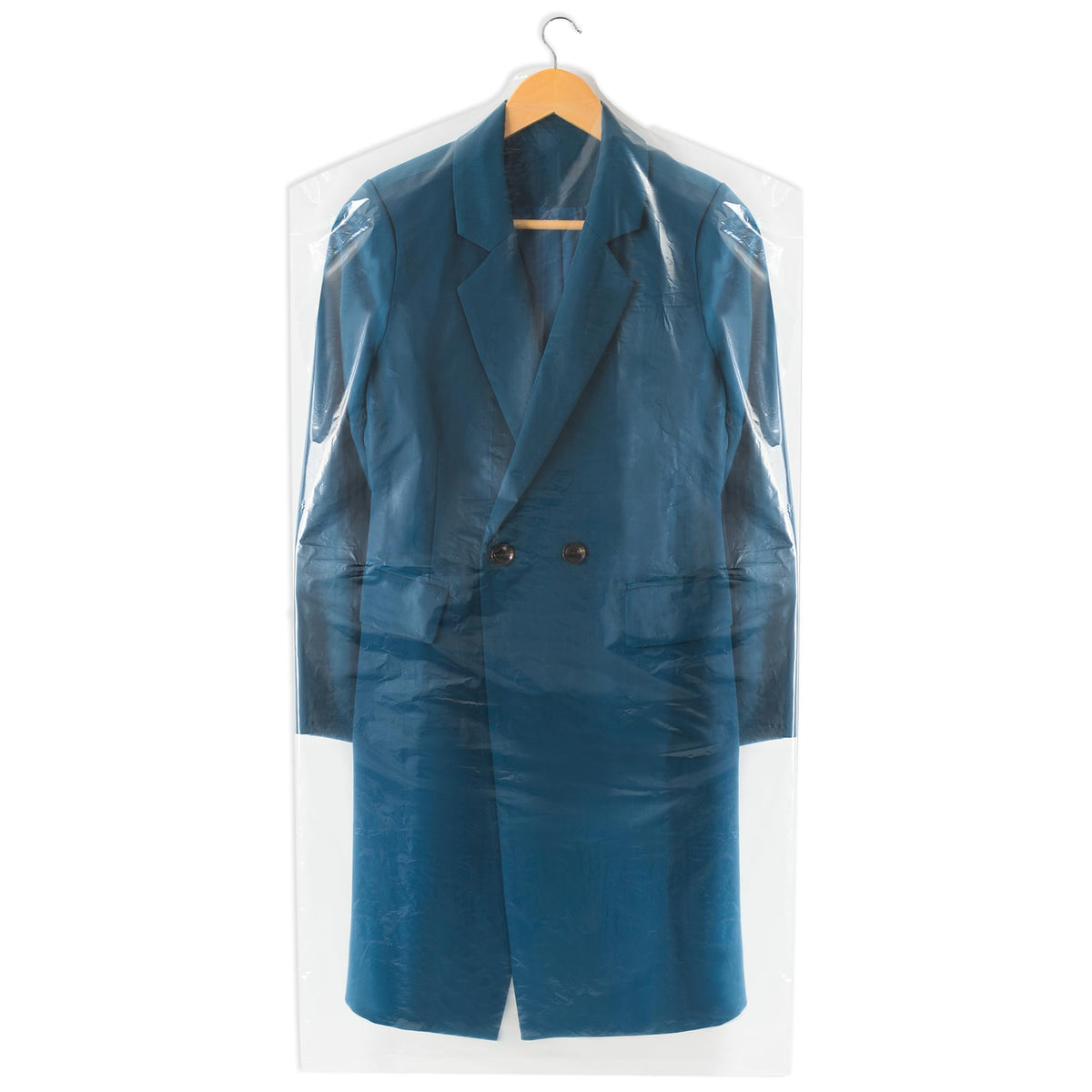 Storage Standard dry cleaning bag 40-inch protects garments during transport.