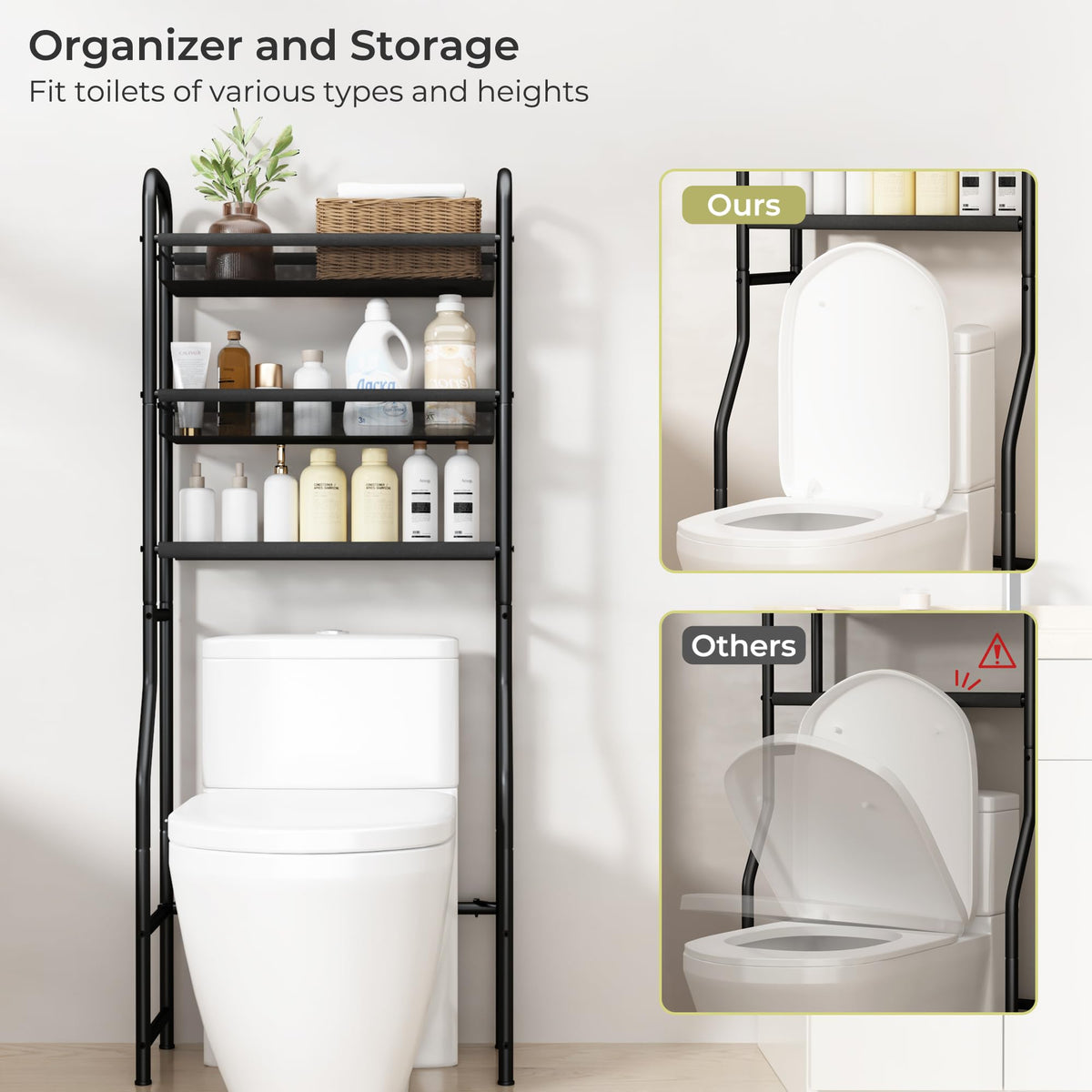 StorageIDEAS anti-tip kit adds stability in busy bathrooms.