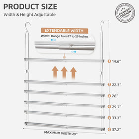 Storage Maniac adjustable-width rod demonstrates flexible closet spacing