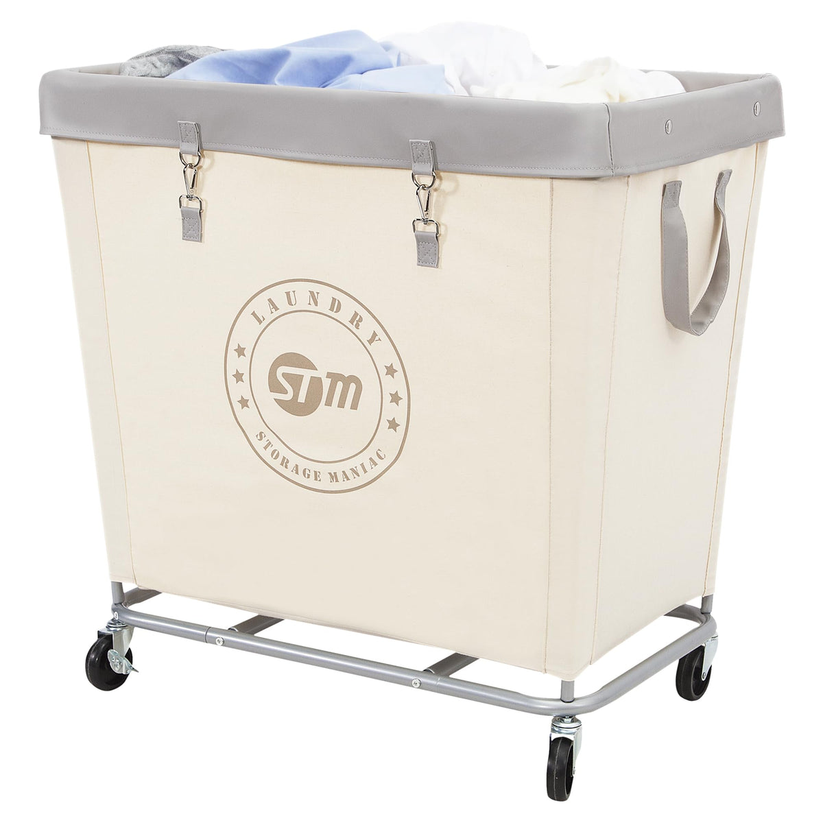 Storage Maniac commercial laundry hamper with steel frame for sturdy transport