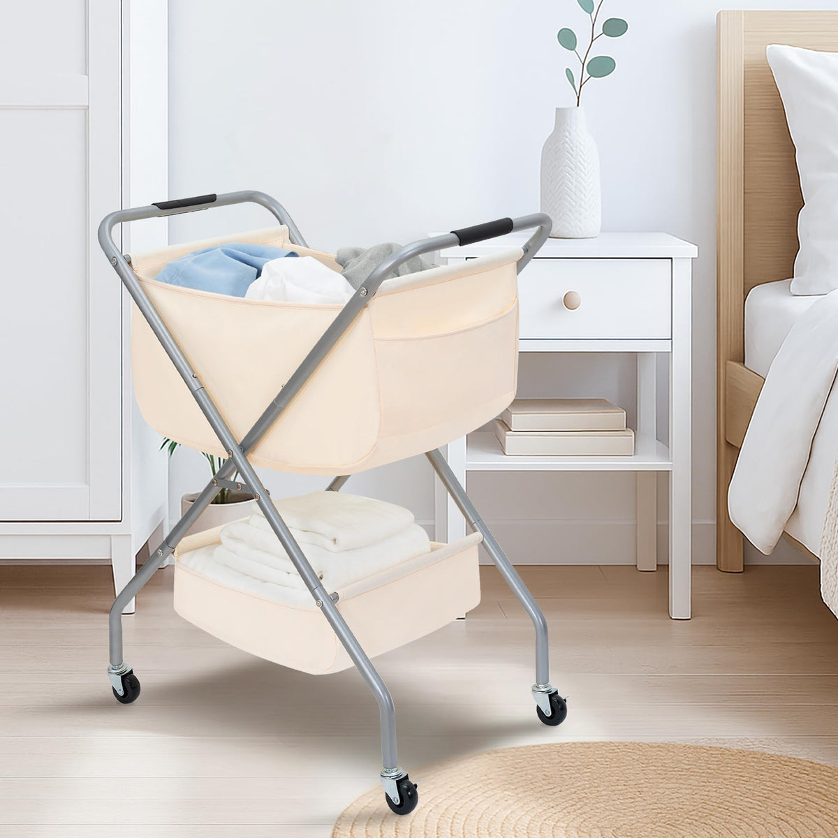 Storage Maniac beige color finish complements any room style in dorms or apartments.