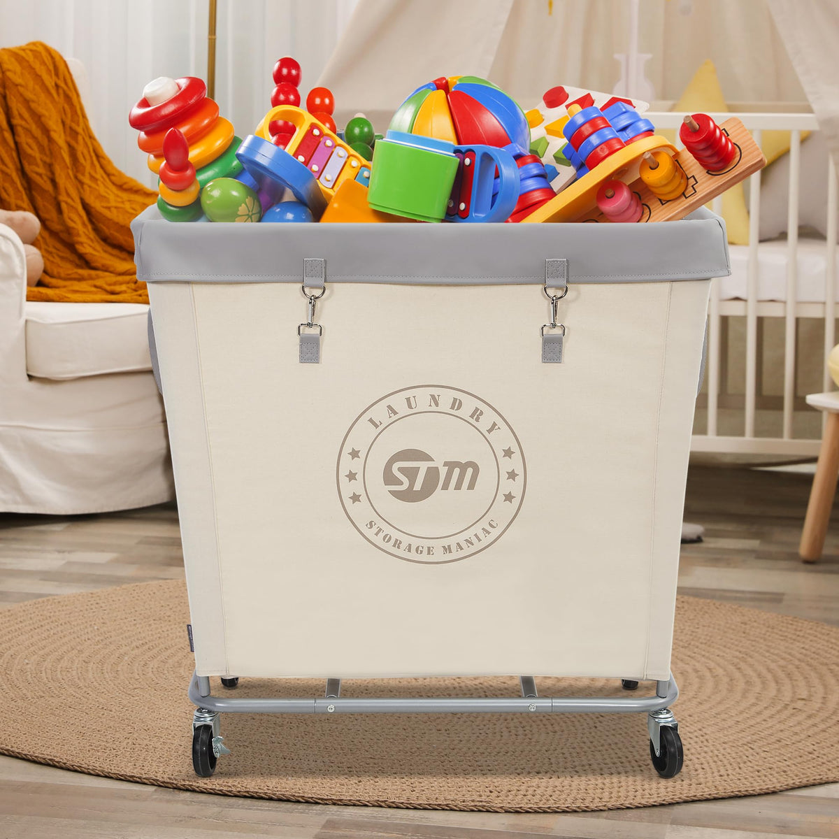 Storage Maniac durable canvas material withstands busy environments