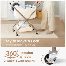 Storage Maniac ergonomic metal handle reduces bending for comfortable maneuvering.