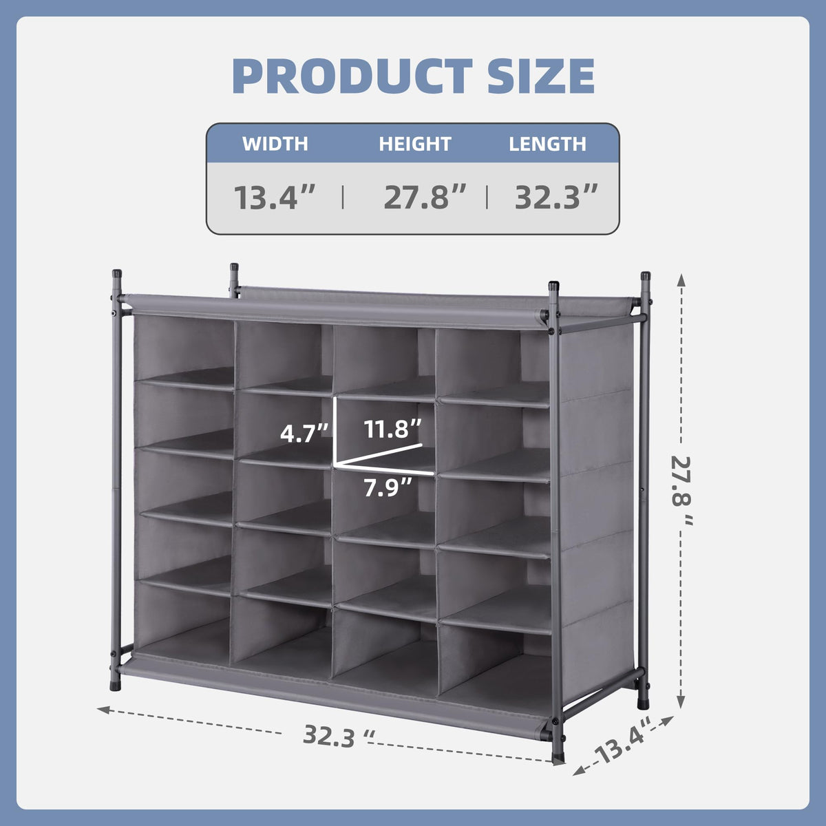 Storagemaniac free-standing shoe rack ready for flexible placement.