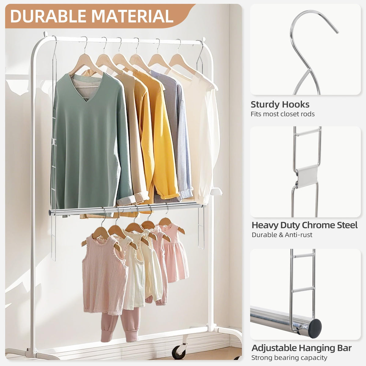 Storage Maniac height-adjustable rod helps maximize under-clothes space
