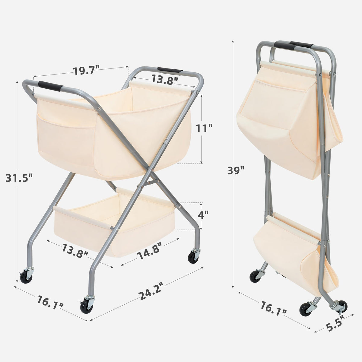 Storage Maniac canvas liner with side pocket keeps clips and small items organized.