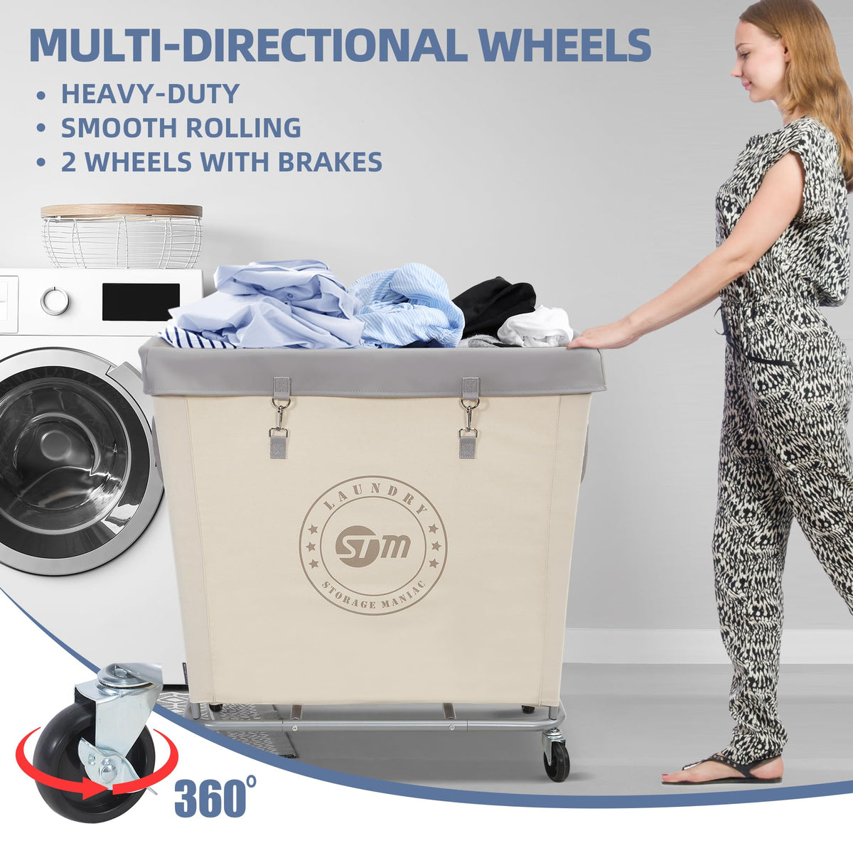 Storage Maniac beige laundry hamper in a neutral space