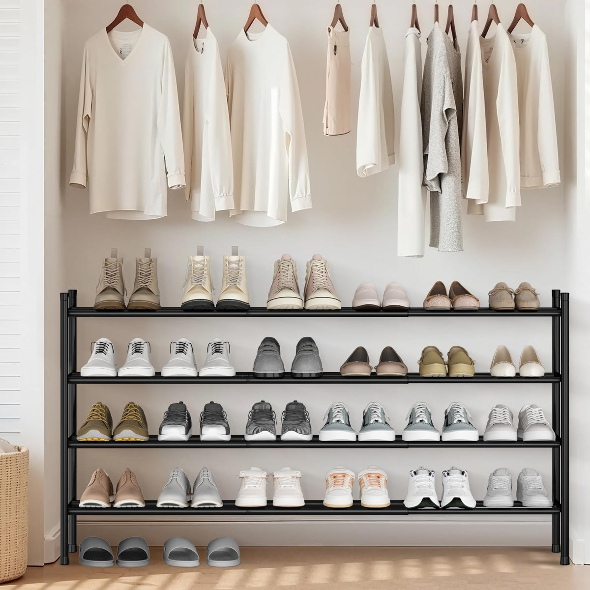 STORAGE MANIAC freestanding design fits closets, entryways, and garages