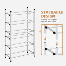 STORAGE MANIAC stackable shoe rack in closet saves floor space for shoes