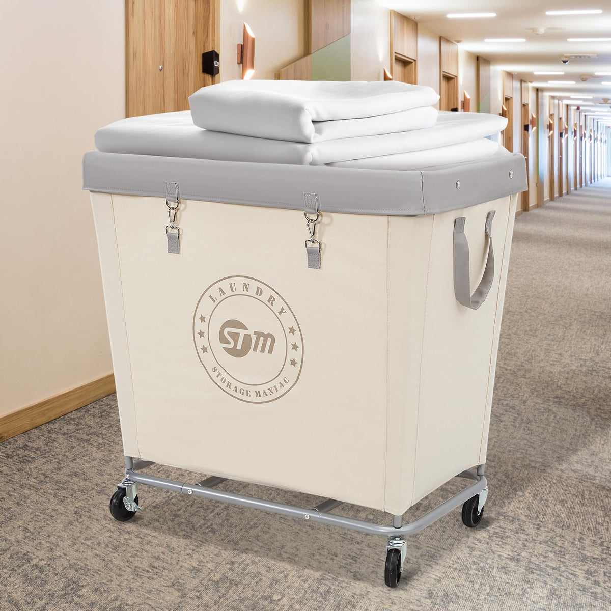 Storage Maniac cart with wide dimensions for generous staging space