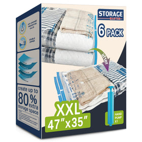 Storage Master XXL bag holds blankets for compact closet storage and easy access.