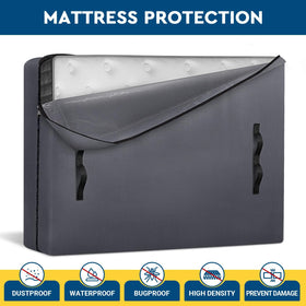 StorageRight heavy-duty queen mattress bag side view with reinforced handles