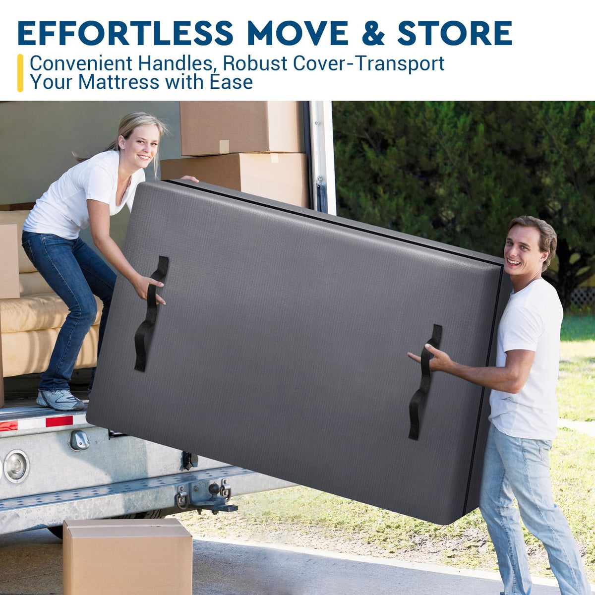 StorageRight reusable design mattress bag ready for multiple moves