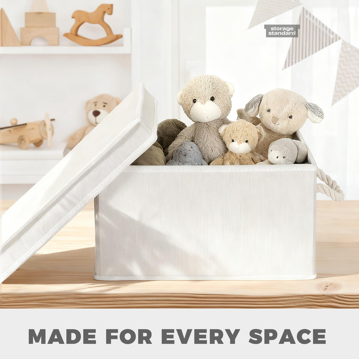 Storage Standard ivory bedroom storage bin for tidy daily clutter.
