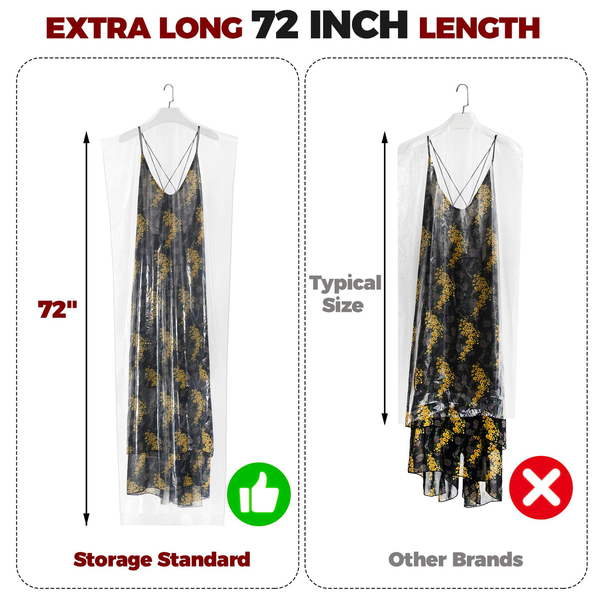 Storage Standard clear dress bag for suits keeps garments clean