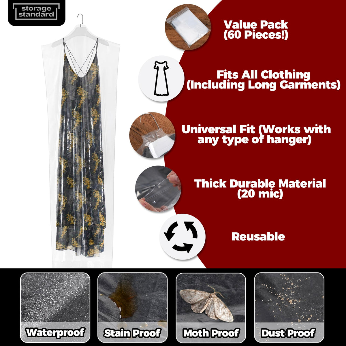 Storage Standard dance costume cover shields delicate fabrics on the go