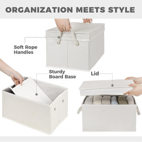 Storage Standard lidded ivory bin with dust protection for textiles and small belongings.