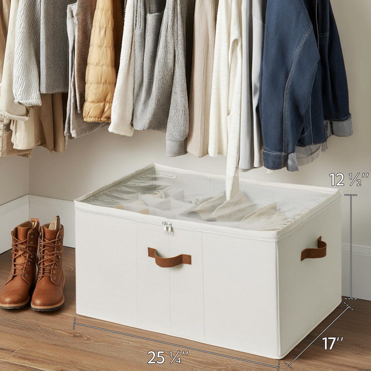 StorageWorks shoe organizer in dorm room setup for space saving