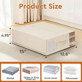 StorageTastic bed-sheet organizer with window and labels for fast item identification.