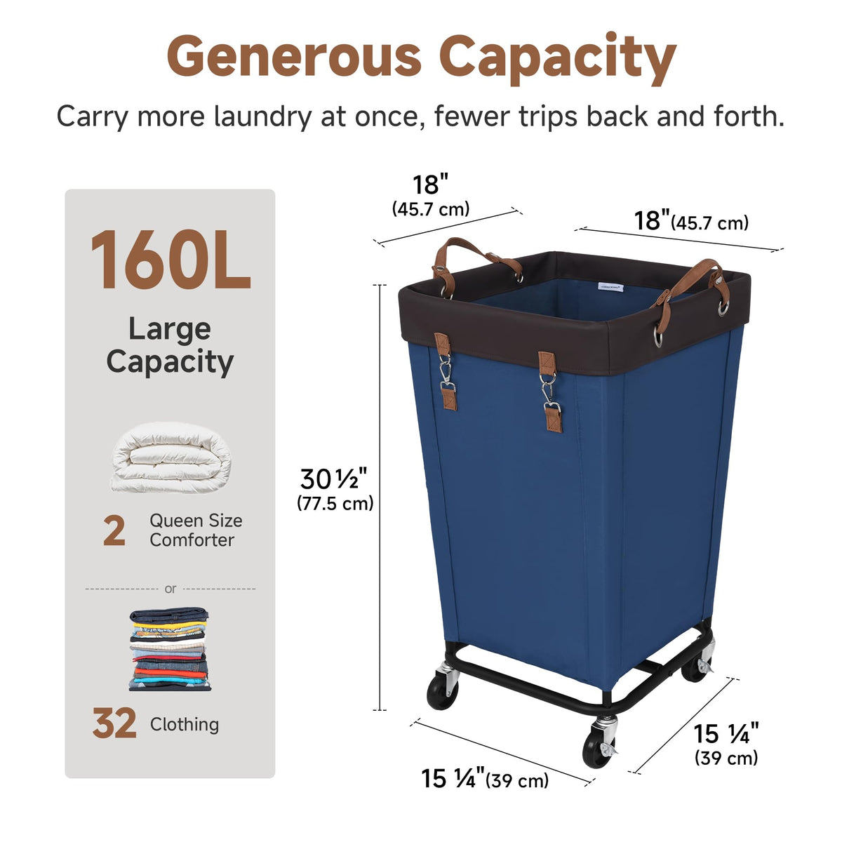 StorageWorks 160L capacity ideal for towels, robes, and clothing.
