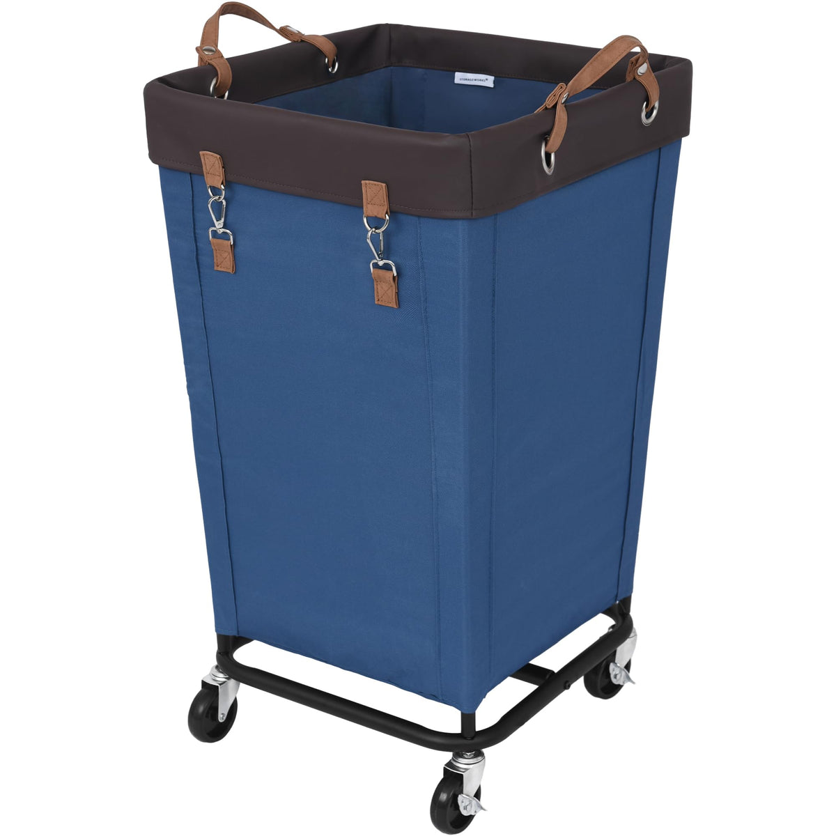 StorageWorks 160L laundry basket with wheels, front view for easy moving.