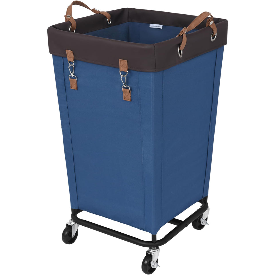 StorageWorks 160L laundry basket with wheels, front view for easy moving.