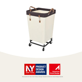 StorageWorks 160L basket in a dorm or hotel setting for organized laundry