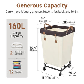 StorageWorks 160L basket with wheels close-up of silent, smooth rolling wheels