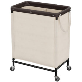 StorageWorks 2-section hamper side view with roomy compartments for easy sorting