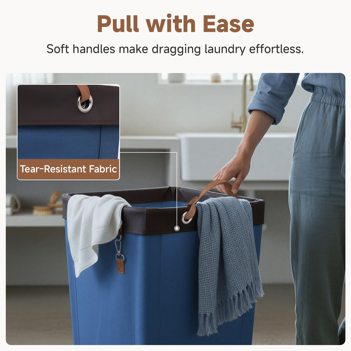 StorageWorks 360-degree wheels offer smooth movement across rooms.