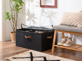 StorageWorks adjustable dividers cubby keeps sneakers and flats neatly separated.