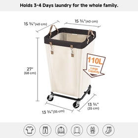 StorageWorks beige laundry hamper seen from the side highlighting capacity