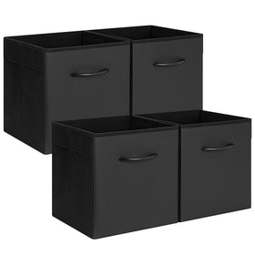 StorageWorks black cube bin with leather front, 11-inch, ideal for closet organization.