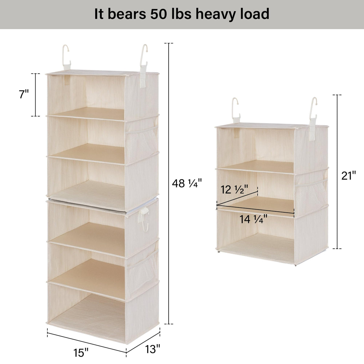 StorageWorks canvas cotton fabric construction, reinforced panels support durable storage.
