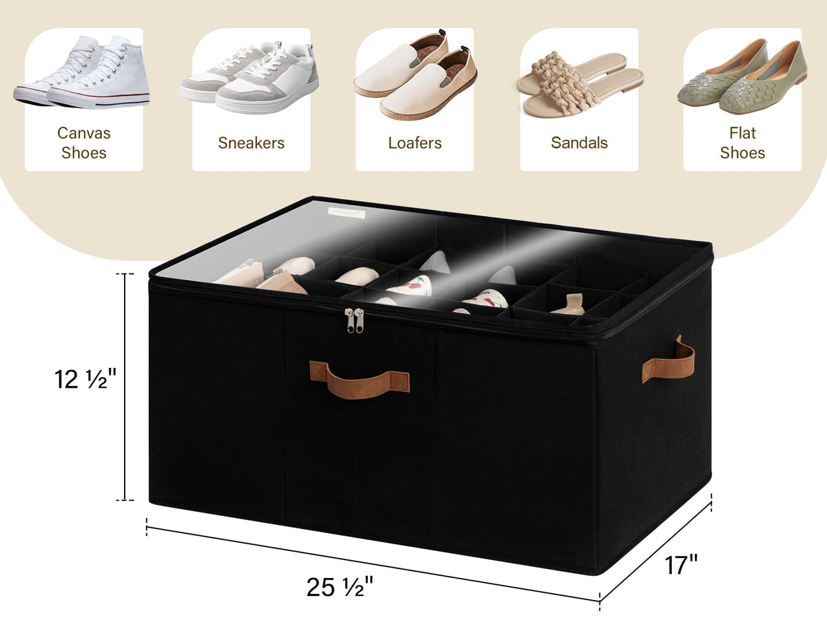 StorageWorks clear lid shows contents at a glance while dust protection for shoes.