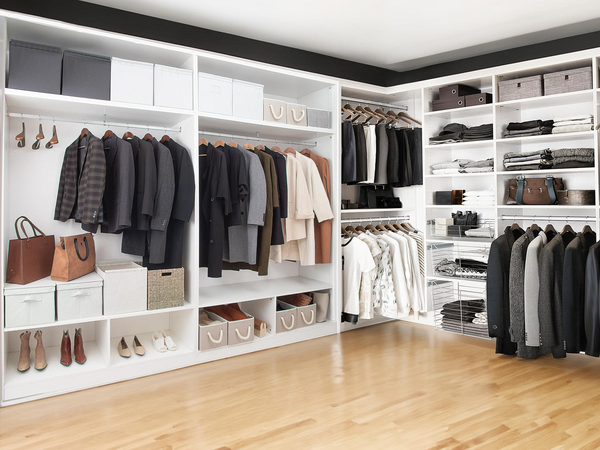 StorageWorks organized closet with sturdy hangers for daily outfits.
