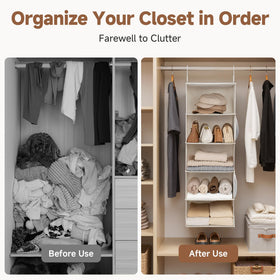 StorageWorks closet organizer set up in a dorm or bedroom wardrobe.