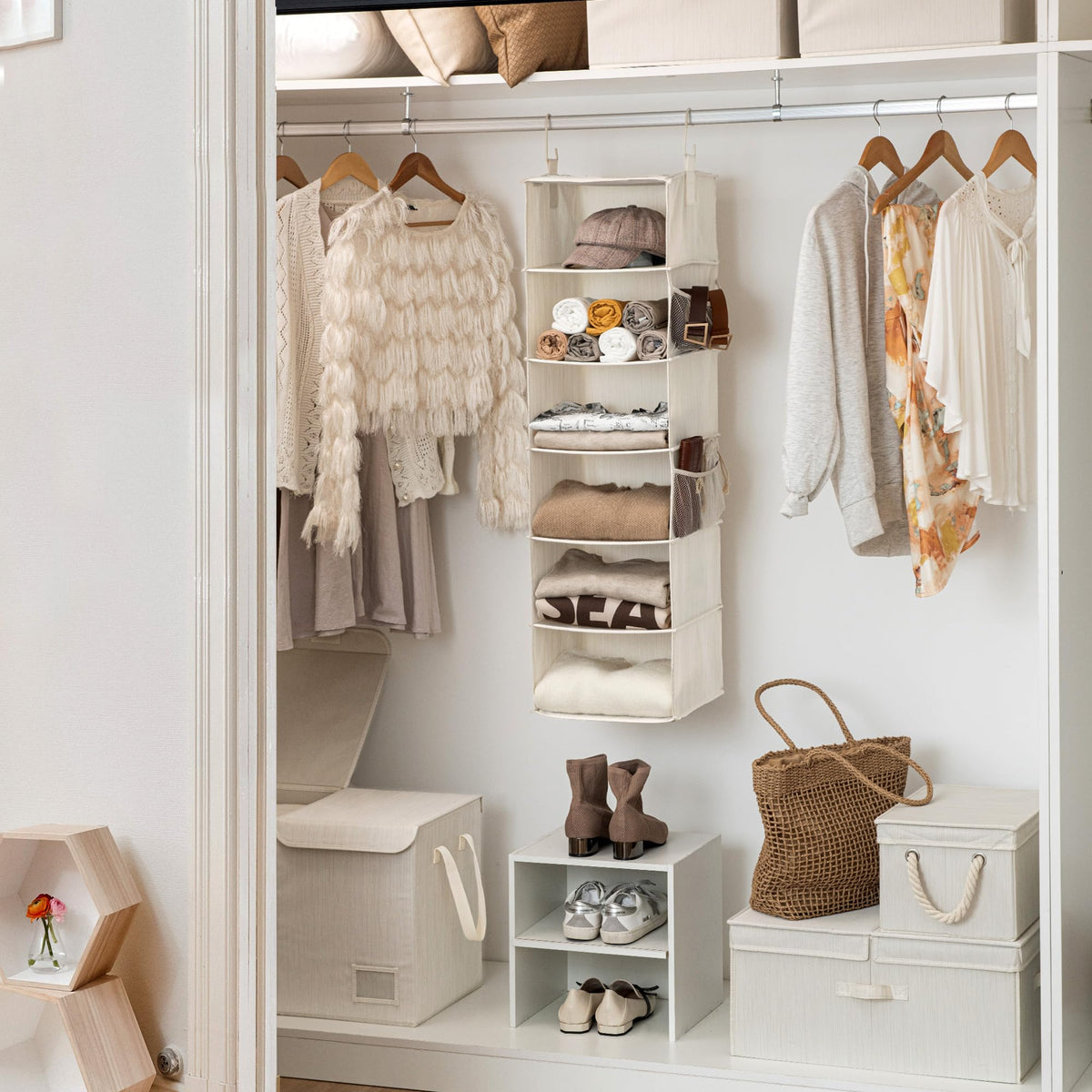 Close-up of durable fabric and fiberboard used in StorageWorks organizer.