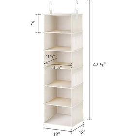 Top hooks on StorageWorks organizer attached to a closet rod.