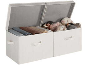 StorageWorks closet storage bin with lids and front handles for organized closets.