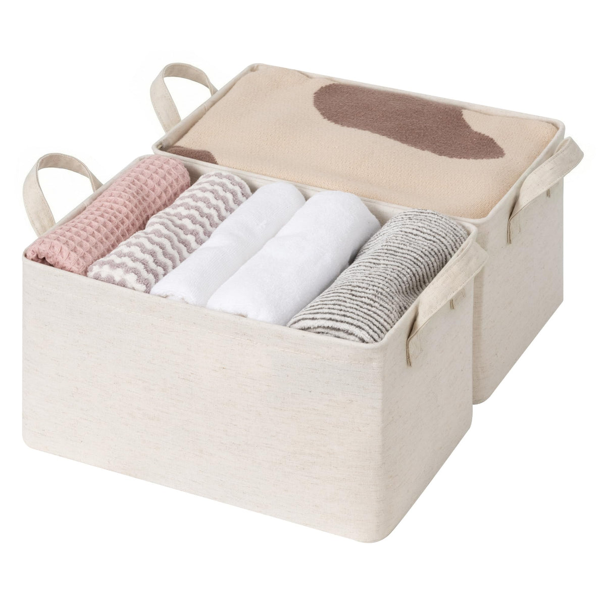 StorageWorks collapsible bin folded flat saves space when not in use.