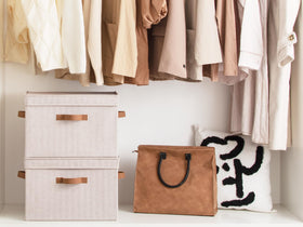 StorageWorks collapsible storage box folds flat when not in use.